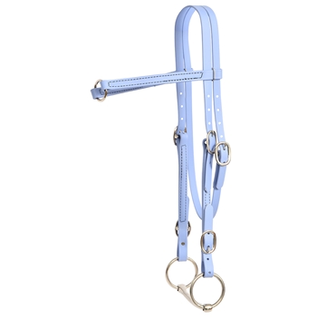 ****PHOTO SAMPLE*** $20 Periwinkle Blue Beta Biothane Western headstall with Center Ring Browband - Horse Size