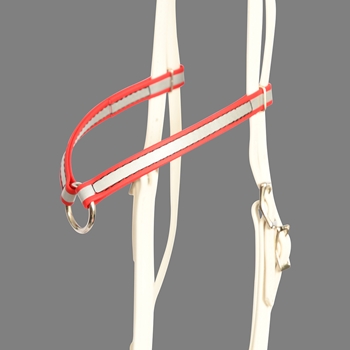 ****PHOTO SAMPLE*** $5 Red Reflective Beta Biothane Browband with Center Ring - Horse Size