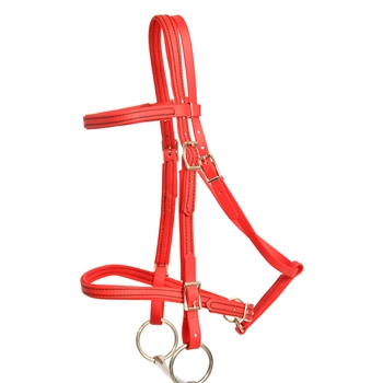 ****PHOTO SAMPLE*** $25 Red Beta Biothane with Red No Rub Padding Picnic Bridle Headstall - Horse Size