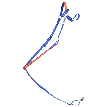 ****PHOTO SAMPLE*** $20 Royal Blue with Orange Overlay Beta Biothane English Breast Collar - Cob Size