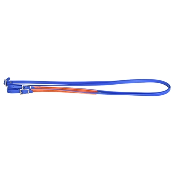 ****PHOTO SAMPLE*** $10 Royal Blue with Orange Overlay Beta Biothane English Reins with Roller Buckles on Bit Ends