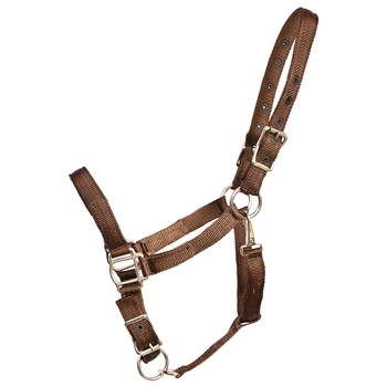 ****PHOTO SAMPLE*** $10 Brown Nylon Turnout Halter with Throatlatch Snap and Adjustable Chin - Horse Size