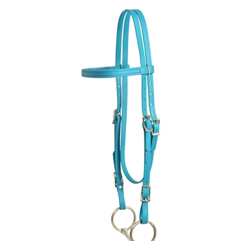 ****PHOTO SAMPLE*** $20 Aqua Blue Beta Biothane Western Headstall with Purple Thread - Horse Size