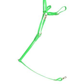****PHOTO SAMPLE*** $25 Lime Green Beta Biothane English Breast Collar with Purple Thread - Horse Size
