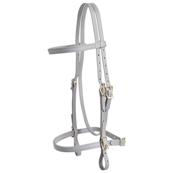 ****PHOTO SAMPLE*** $20 Gray Beta Biothane English Bridle Headstall with Purple Thread - Horse Size