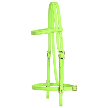 ****PHOTO SAMPLE*** $20 Apple Green Beta Biothane English Bridle Headstall with Purple Thread - Horse Size