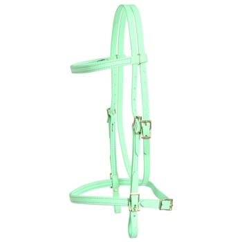****PHOTO SAMPLE*** $20 Mint/Seafoam Green Beta Biothane English Bridle Headstall with Purple Thread - Horse Size