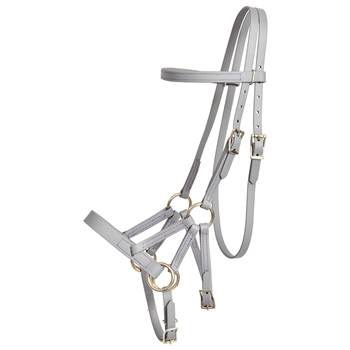 ****PHOTO SAMPLE*** $30 Gray Beta Biothane Sidepull Headstall with Purple Thread - Horse Size