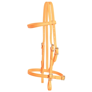 ****PHOTO SAMPLE*** $20 Mango Orange Beta Biothane English Headstall with Purple Thread - Horse Size