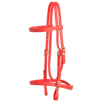 ****PHOTO SAMPLE*** $20 Red Beta Biothane English Headstall with Purple Thread - Horse Size
