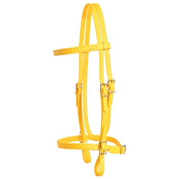 ****PHOTO SAMPLE*** $20 Sunflower Yellow Beta Biothane English Headstall with Purple Thread - Horse Size