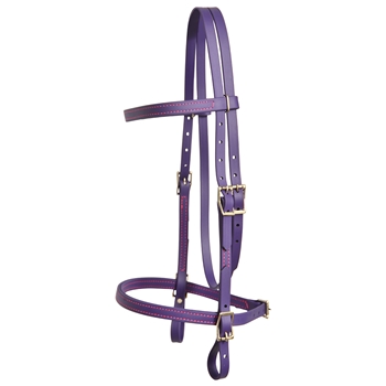 ****PHOTO SAMPLE*** $20 Purple Beta Biothane English Headstall with Pink Thread - Horse Size